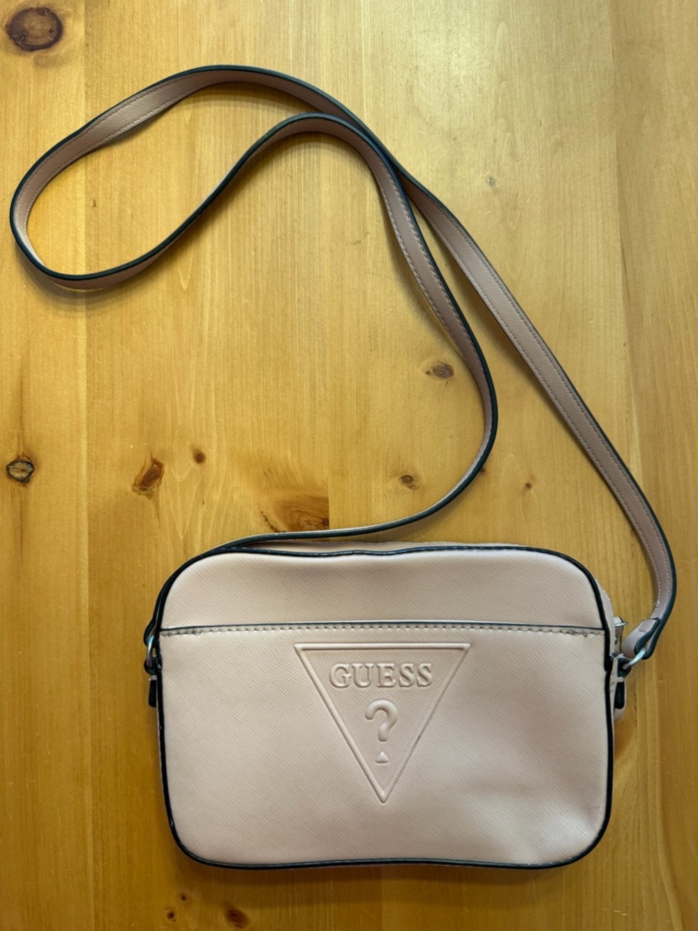 GUESS Blush Pink & Black Trim Crossbody Messenger Bag